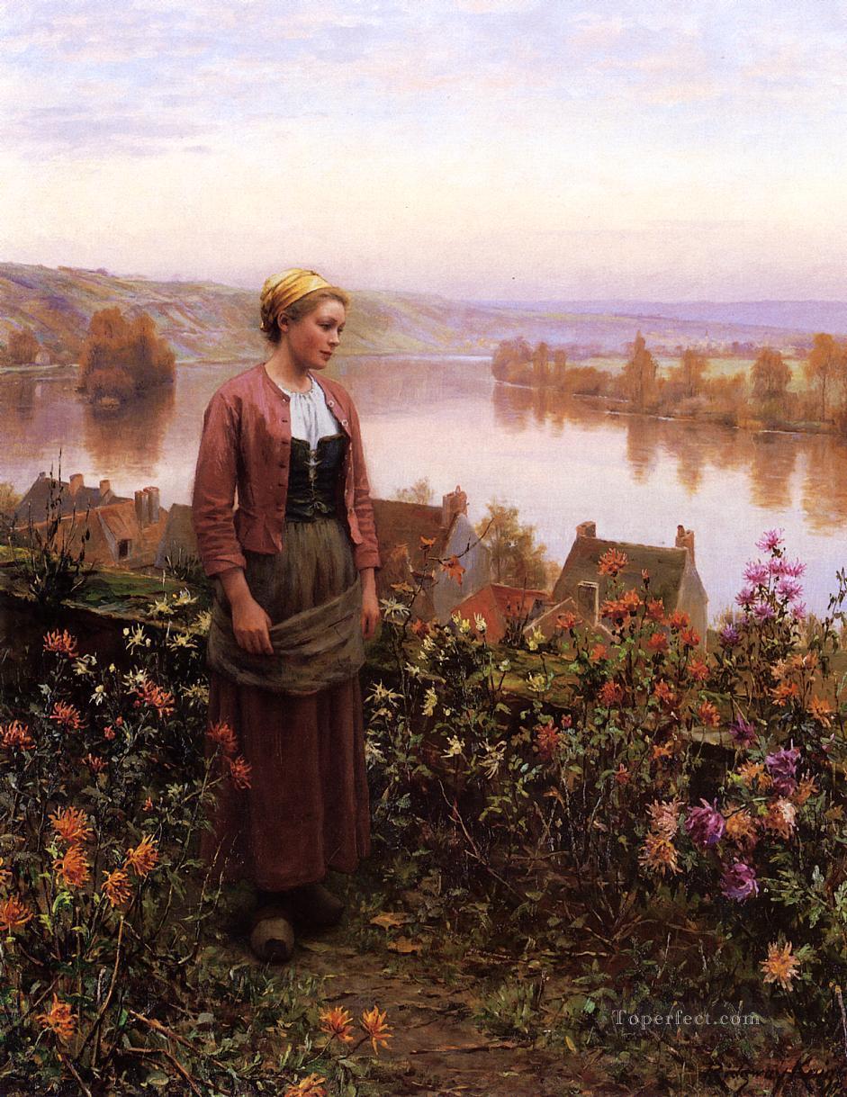 A Garden above the Seine Rolleboise countrywoman Daniel Ridgway Knight Oil Paintings